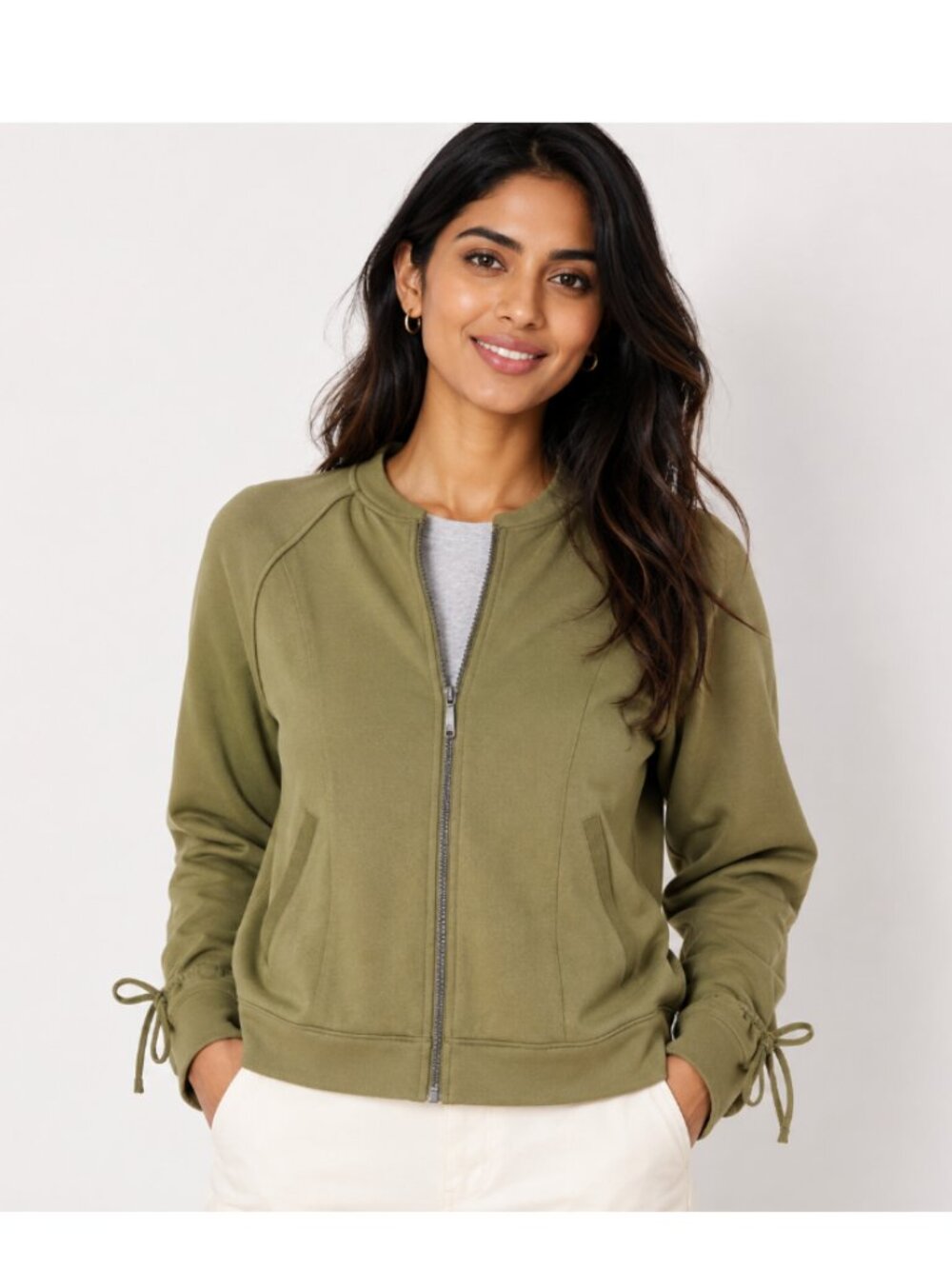 Halston Cactus Green (🔥 HOT Color) Women's Bomber Jacket 2 - 4  SMALL EUC
